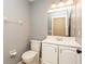 Clean and functional bathroom with a toilet, vanity, mirror, and neutral color scheme at 6262 142Nd N Ave # 607, Clearwater, FL 33760