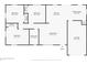 Layout of the home showcasing three bedrooms, one bathroom, kitchen, and attached garage at 6347 S Lansdale Cir, Tampa, FL 33616