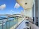 Enjoy outdoor living on this spacious balcony with views of the marina and bridge at 100 Pierce St # 910, Clearwater, FL 33756