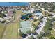 Aerial view featuring community amenities: pool, playground, sports field, and pristine lake at 11808 Holly Crest Ln, Riverview, FL 33569