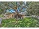 Expansive backyard features lush grass, a large shade tree, and a screened-in patio for outdoor enjoyment at 11808 Holly Crest Ln, Riverview, FL 33569
