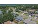 Aerial view showcasing a home with screened-in pool, complemented by a well-maintained yard and mature trees at 1801 Sagebrush Rd, Plant City, FL 33566