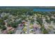 Expansive aerial view of a charming home nestled in a lush, green neighborhood with a tranquil lake nearby at 1801 Sagebrush Rd, Plant City, FL 33566