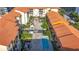 Birds eye view of a community courtyard featuring a pool, fountain, landscaping, and outdoor seating at 200 4Th S Ave # 229, St Petersburg, FL 33701