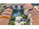 Aerial view showcasing the complex's pool, fountain, outdoor seating and community green space at 200 4Th S Ave # 229, St Petersburg, FL 33701
