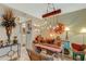 Unique dining area with eclectic furnishings, a pink table, and modern light fixture for an unconventional look at 4705 1St Ne St # 326, St Petersburg, FL 33703