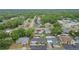 Overhead view of a quiet, green neighborhood with well-maintained homes and a clear sky at 601 Patricia Ave, Dunedin, FL 34698