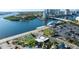 Breathtaking aerial view of the marina with luxury yachts and the city skyline at 716 Promenade Pl, Tampa, FL 33602
