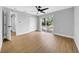 Bedroom with fan, closet and sliding doors leading to the back yard at 8504 N 17Th St, Tampa, FL 33604