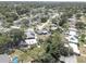 Wide aerial shot of a neighborhood featuring a mix of houses, green spaces, and a backyard swimming pool at 9240 53Rd N Way, Pinellas Park, FL 33782