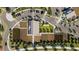 Top-down perspective of the community garden, featuring vibrant rows of vegetation and well-organized garden beds at 10289 Gentle Rain Dr, Land O Lakes, FL 34638