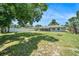 Spacious backyard featuring lush lawn, secure fencing, and a screened lanai for outdoor enjoyment at 105 N Comet Ave, Clearwater, FL 33765