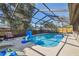 Relaxing screened-in pool with poolside chairs and a basketball hoop at 1111 Lakemont Dr, Valrico, FL 33594
