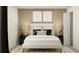 Cozy main bedroom featuring a plush white bed with decorative pillows and stylish nightstands with lamps at 11844 Blue Diamond Trl, Parrish, FL 34219