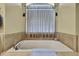 A bathroom featuring a bathtub and a decoratively framed window at 12012 Cromwell Way, Spring Hill, FL 34609