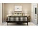 Bedroom featuring a black spindle bed frame with decorative pillows and ambient lighting at 18136 Serene Lake Loop, Lutz, FL 33548