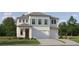 Charming two-story home with a three-car garage and professionally landscaped front yard at 18136 Serene Lake Loop, Lutz, FL 33548