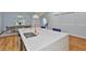Close-up of a kitchen island showcasing a white countertop, stainless steel sink, and copper faucet fixture at 18444 Eastwyck Dr, Tampa, FL 33647
