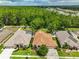 Street view of a well-maintained home with manicured lawn, mature trees, and neighboring houses at 18444 Eastwyck Dr, Tampa, FL 33647