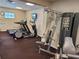 Community gym featuring various workout machines, a TV, and inspirational wall decor at 19420 Haskell Pl, Land O Lakes, FL 34638