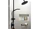 Modern shower with rainfall head, handheld sprayer, and tiled walls at 19420 Haskell Pl, Land O Lakes, FL 34638