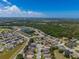 Scenic aerial view showcases a well-planned community with lush landscaping, a lake, and various neighborhood amenities at 2614 Hawk Roost Ct, Holiday, FL 34691