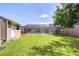 Large backyard features a screened-in pool and storage shed at 2818 Cedaridge Dr, Tampa, FL 33618