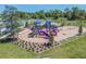 A colorful playground featuring slides and climbing structures is surrounded by mulch and green lawns at 33524 Elm Hill Br, Wesley Chapel, FL 33545