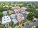 An aerial view of the homes with solar panels in a suburban neighborhood with an urban skyline at 407 S Fremont Ave # B, Tampa, FL 33606