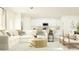 Spacious living room and kitchen featuring stylish white sofas and decor at 8518 Sea Ray Run, Parrish, FL 34219