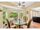 Charming breakfast nook offering bright lighting and scenic views of the backyard garden at 11148 Hollander Ave, Hudson, FL 34667