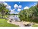 Scenic waterfront area featuring mature palm trees and bench seating by the lake at 17917 Clear Lake Dr, Lutz, FL 33548