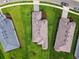Aerial view of a neighborhood with beautiful homes and lawns at 4709 Isonzo Way, Wesley Chapel, FL 33543