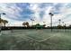 Well-maintained tennis courts with surrounding greenery and overhead lighting for evening play at 4821 Grand Banks Dr, Wimauma, FL 33598