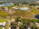 Expansive aerial view of lush greenery and ponds surrounding the property, showing its serene natural setting at 577 Waterfall Dr, Spring Hill, FL 34608