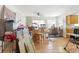Bright living room with hardwood floors, and sliding glass doors offering ample natural light and space at 577 Waterfall Dr, Spring Hill, FL 34608