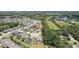 Aerial view of homes in a well-planned neighborhood with ponds and landscaping, creating a serene environment at 8016 Rock Spring Ct, Land O Lakes, FL 34638