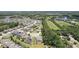 Expansive aerial view of a neighborhood with neatly planned homes, interspersed with lush greenery and tranquil ponds at 8016 Rock Spring Ct, Land O Lakes, FL 34638