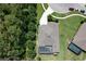 Birds eye view of a home with a screened-in pool and jacuzzi, surrounded by lush trees at 8016 Rock Spring Ct, Land O Lakes, FL 34638