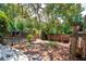 Secluded backyard featuring mature trees, a pool, a hot tub, and a patio seating area at 1514 Florida Ave, Palm Harbor, FL 34683