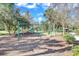 Community playground featuring swings and play structures amidst lush greenery and trees at 15711 Starling Dale Ln, Lithia, FL 33547