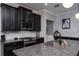 Close-up on the kitchen featuring a stainless steel gas range and granite countertops at 21874 Crest Meadow Dr, Land O Lakes, FL 34637
