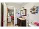 Bathroom featuring a vanity, modern decor and view to the bedroom at 2416 World Parkway Blvd # 26, Clearwater, FL 33763