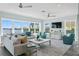 Bright, spacious living room with ample natural light, waterfront views, and stylish, comfortable furniture at 2903 Pass A Grille Way, St Pete Beach, FL 33706