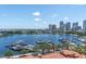 Breathtaking aerial view of the marina, luxury yachts, and cityscape creating a picturesque setting at 555 5Th Ne Ave # 1032, St Petersburg, FL 33701