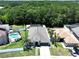 Expansive aerial shot revealing a home with a screened pool, lush backyard, and a serene view of the surrounding landscape at 6205 Chapel Pines Blvd, Wesley Chapel, FL 33545