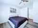 Light and airy bedroom with contemporary decor, fan and closet at 6205 Chapel Pines Blvd, Wesley Chapel, FL 33545