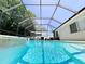 Pool inside screened enclosure, offering protection from the elements and privacy at 6205 Chapel Pines Blvd, Wesley Chapel, FL 33545