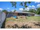 Large backyard with a swing set and screened-in porch, ideal for Gathering fun at 702 Regent S Cir, Brandon, FL 33511