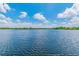 Expansive lake view with a clear blue sky, showcasing tranquil waterfront property at 7410 Ambleside Dr, Land O Lakes, FL 34637